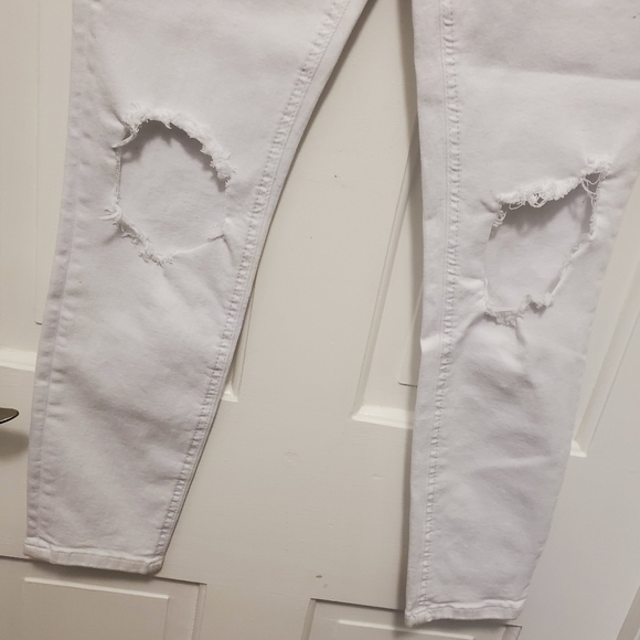 Free People Mid-Rise Busted Knee White Skinny Jeans 30W, Casual - Picture 4 of 10